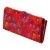 Damski portfel skórzany 1601 czerwony kwiaty RFID
